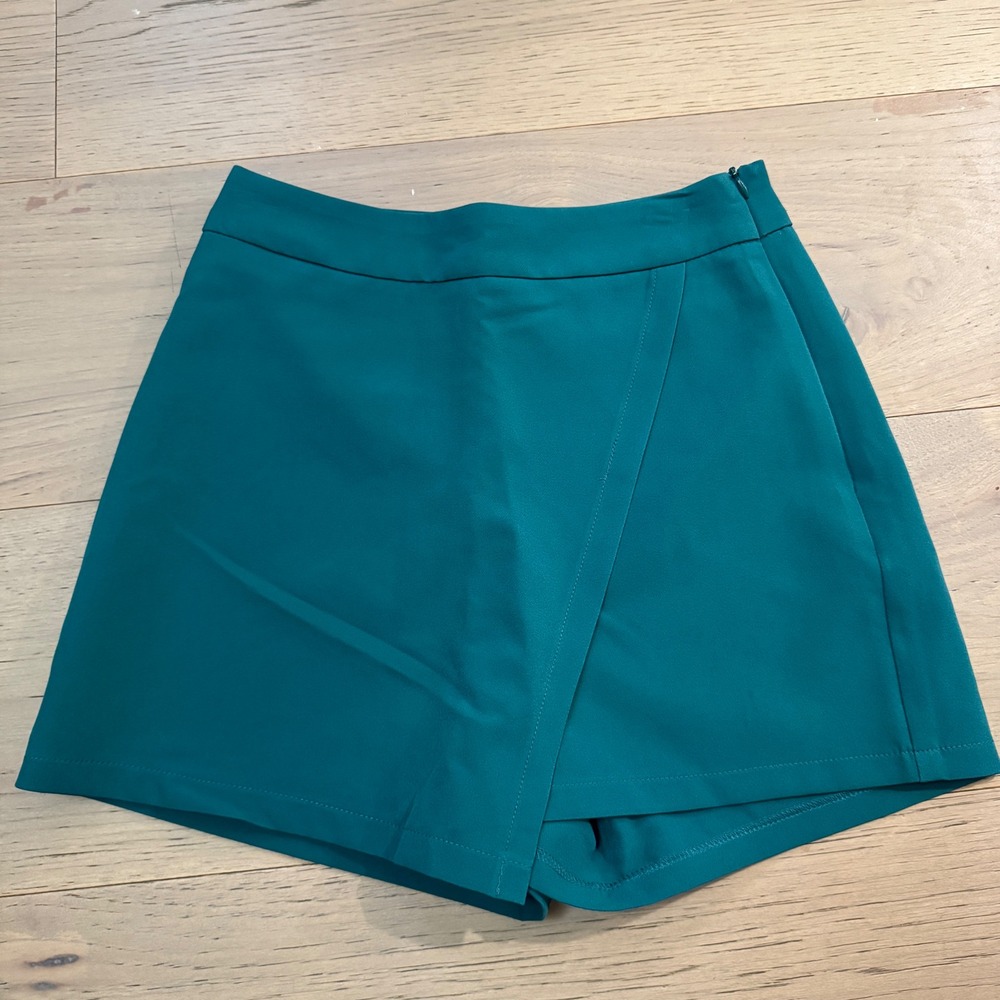 Sincerely Jules Womens Teal Green Wrap Front Asymmetric Skort Size Small